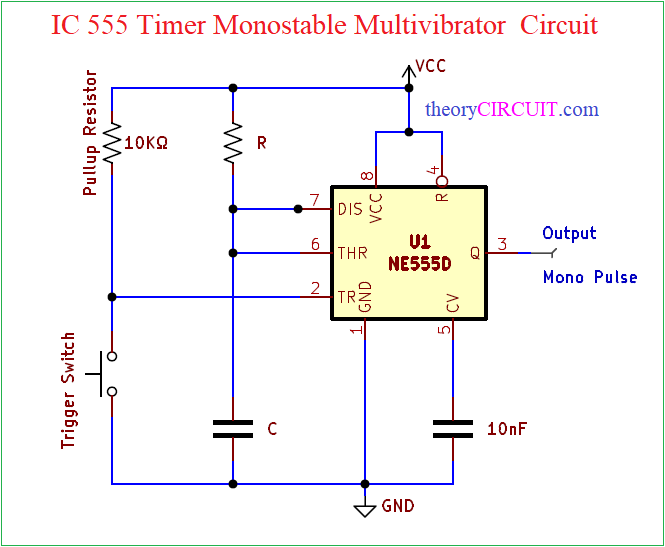 Ic 555 Timer Monostable Multivibrator Calculator