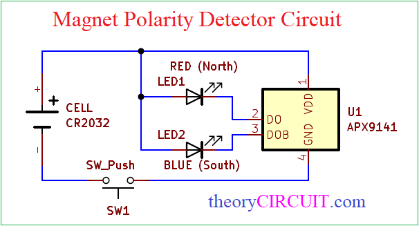 Magnet Polarity Detector Circuit using hall effect sensor