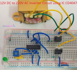 12V DC to 220V AC Inverter Circuit using CD4047