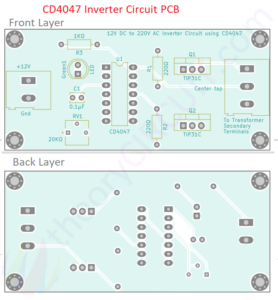 12V DC to 220V AC Inverter Circuit using CD4047